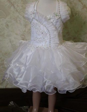 White toddler cupcake dress with ruffle halter