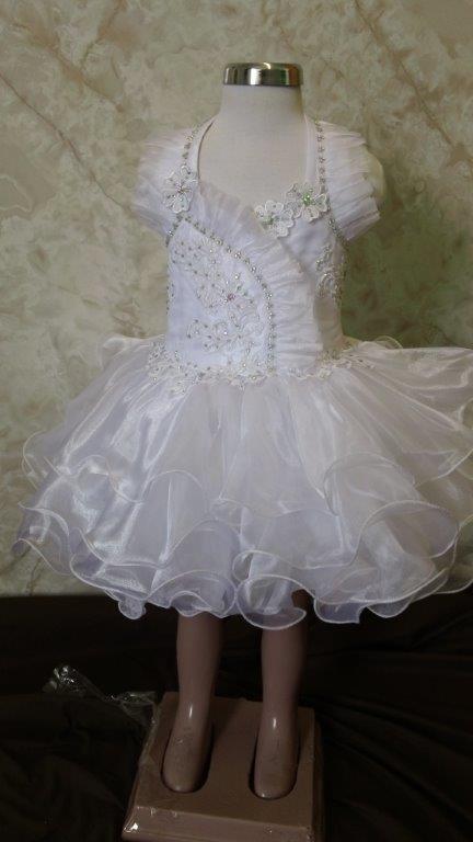 White toddler cupcake dress with ruffle halter