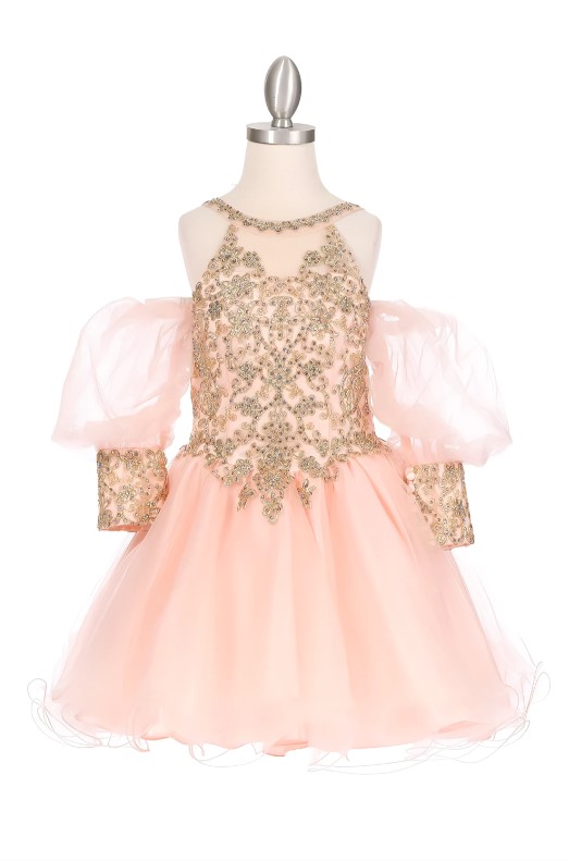 blush puff sleeve princess dress